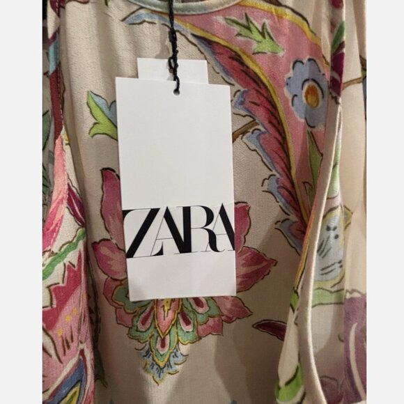 ZARA 7933 FLORAL PAISLEY MULTICORED FLOWY SLEEVELESSS DRESS XS NWT - Picture 8 of 11